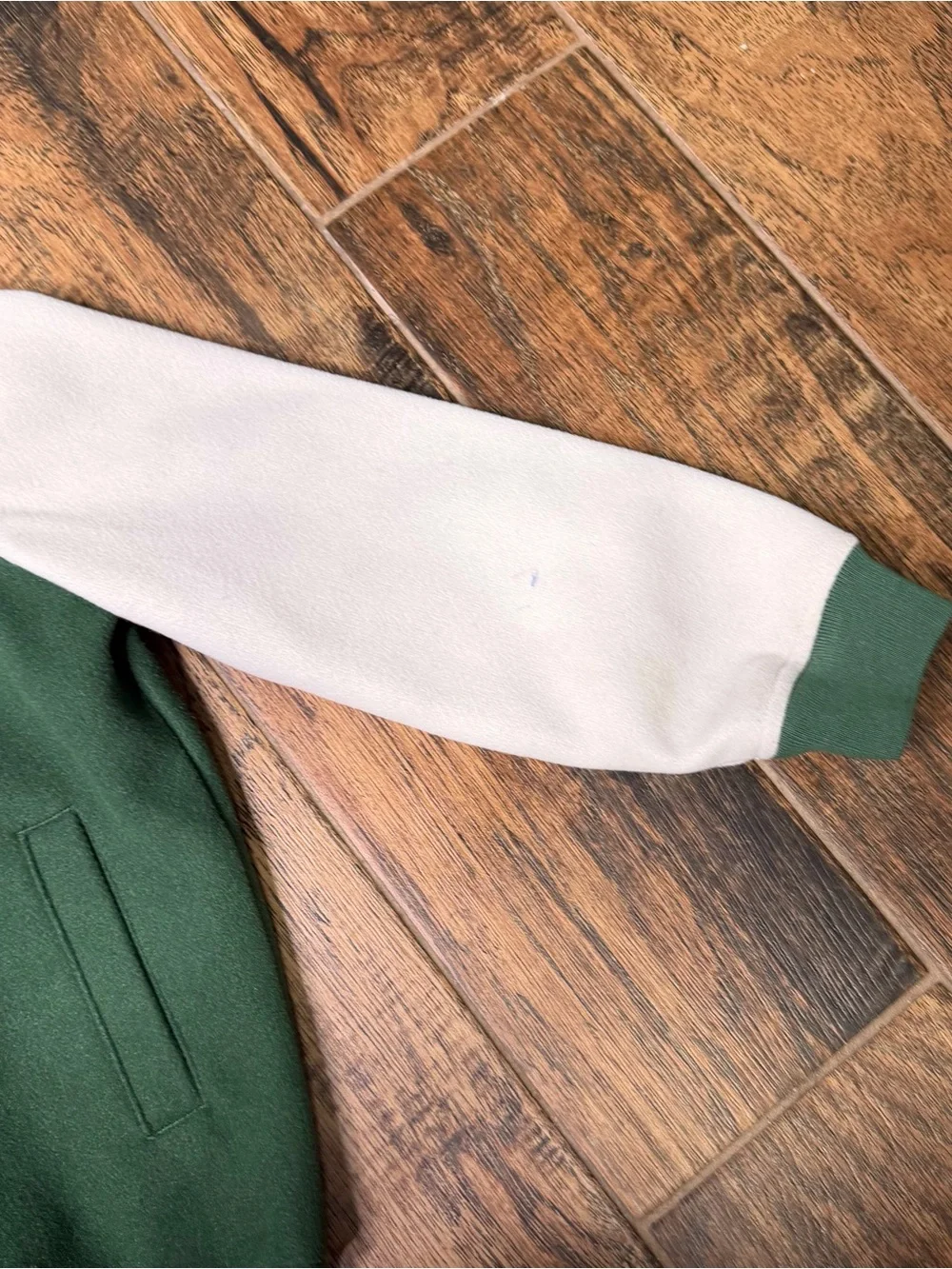 Nike Vintage-Style Green & Cream Varsity Bomber Jacket Hoodie Kids M 6